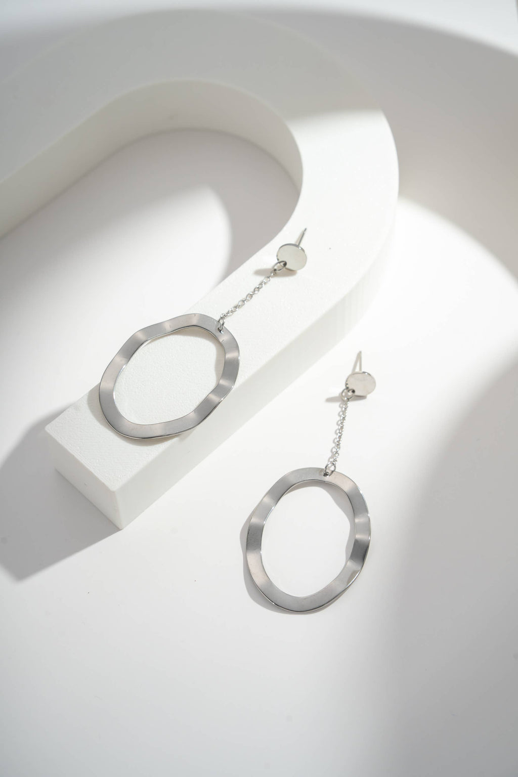 Oorbellen roestvrij staal Fijne Ketting en Cirkel