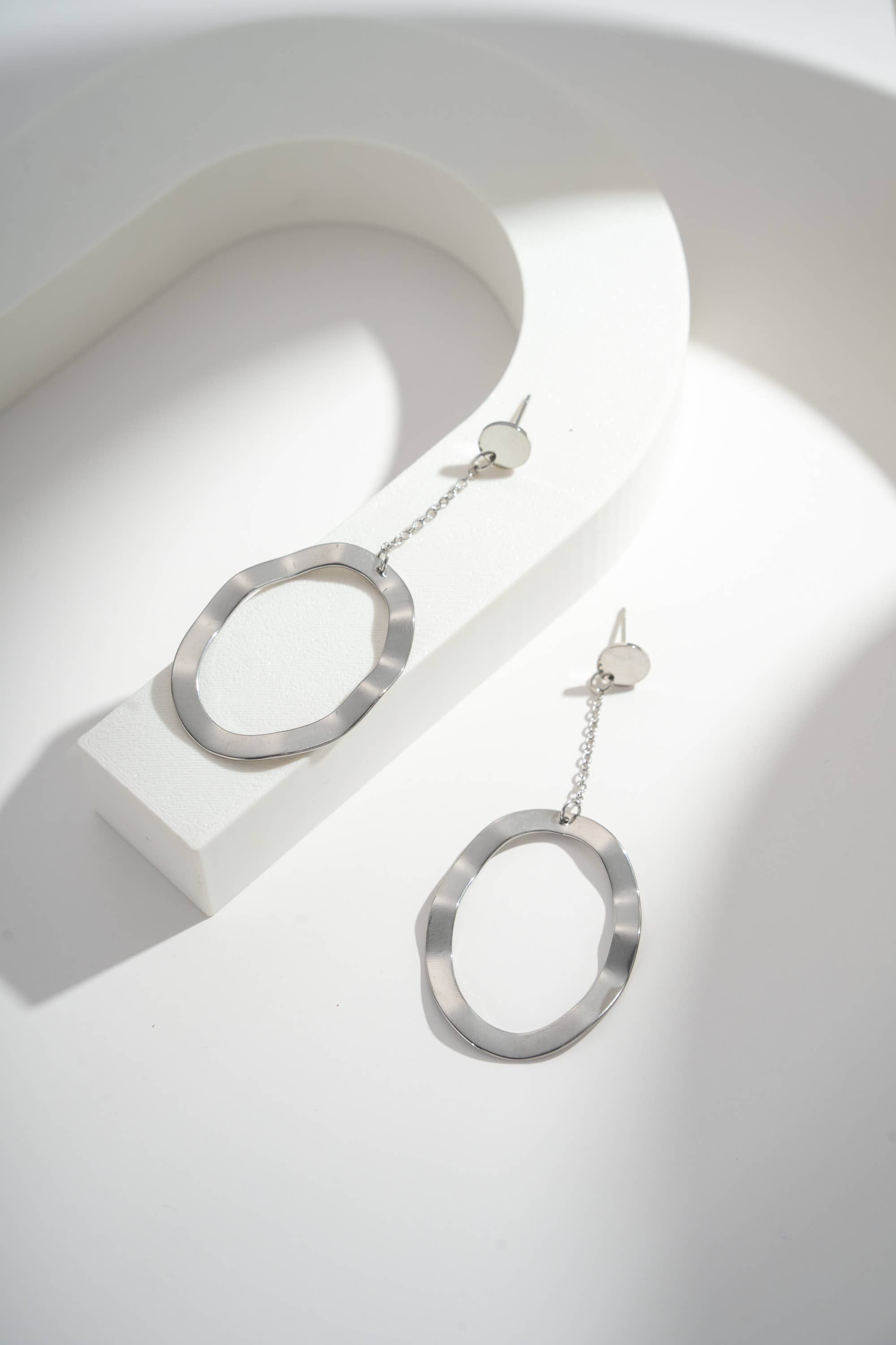 Oorbellen roestvrij staal Fijne Ketting en Cirkel