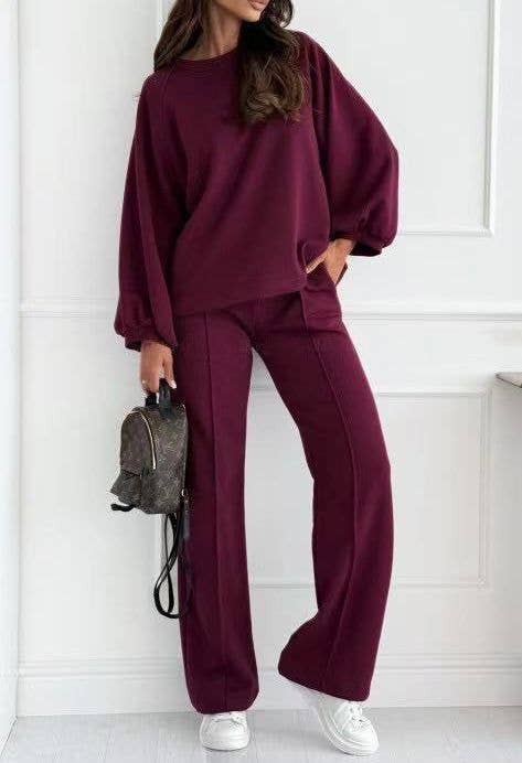 Sweatshirt en wijde broek set