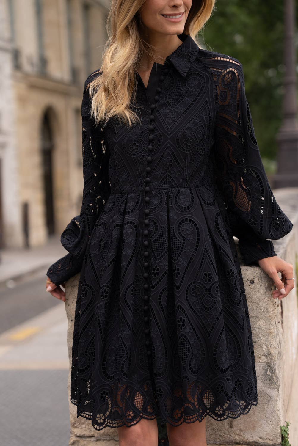 Geborduurde kanten jurk van katoen