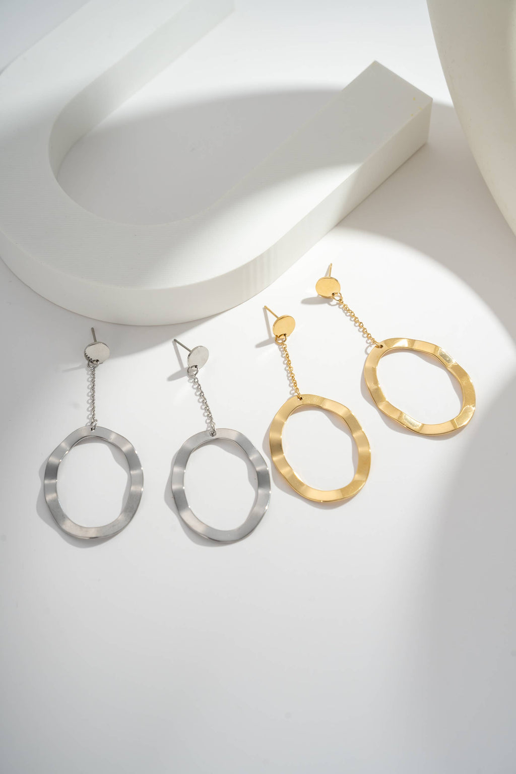 Oorbellen roestvrij staal Fijne Ketting en Cirkel