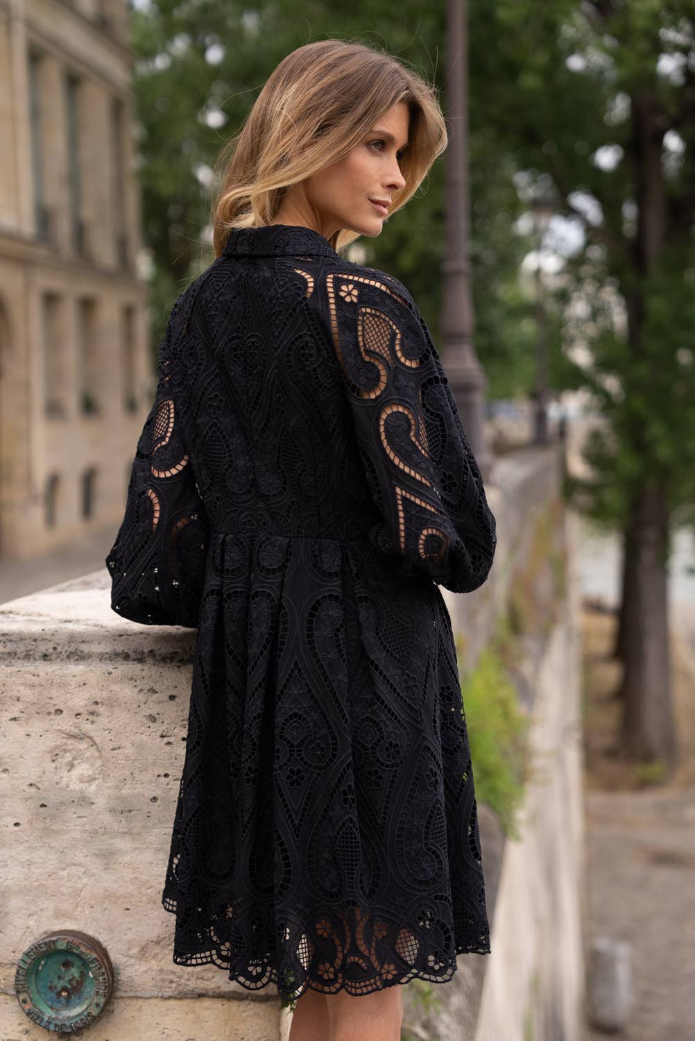 Geborduurde kanten jurk van katoen