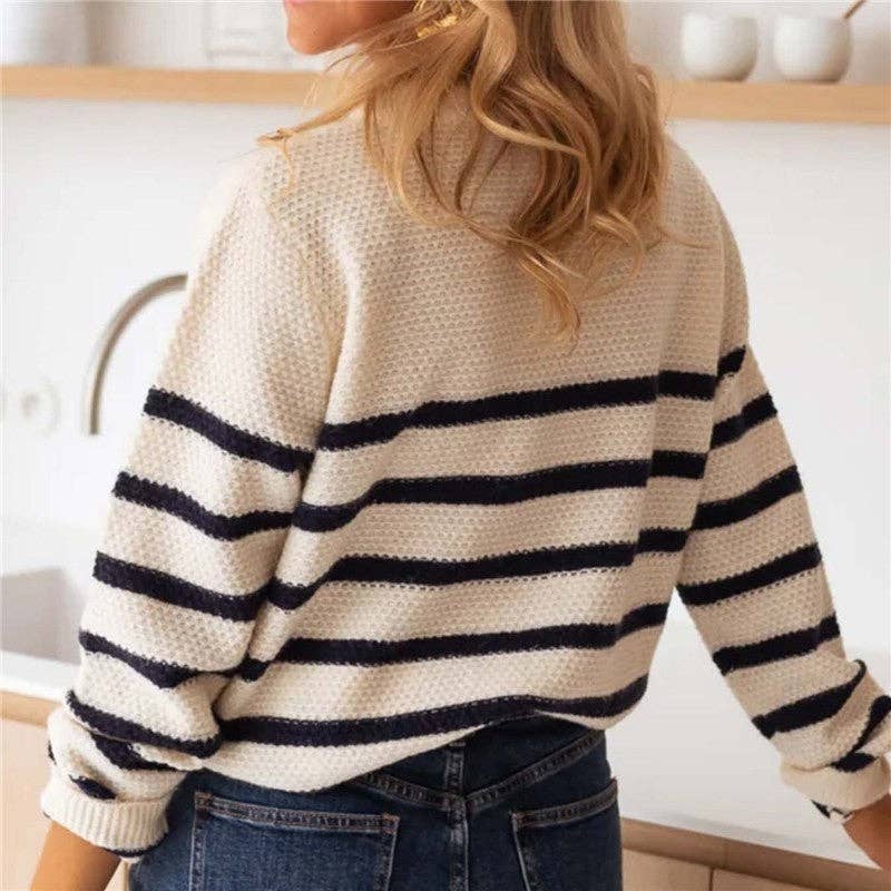 Gestreepte Trui met Knopen aan de Voorkant