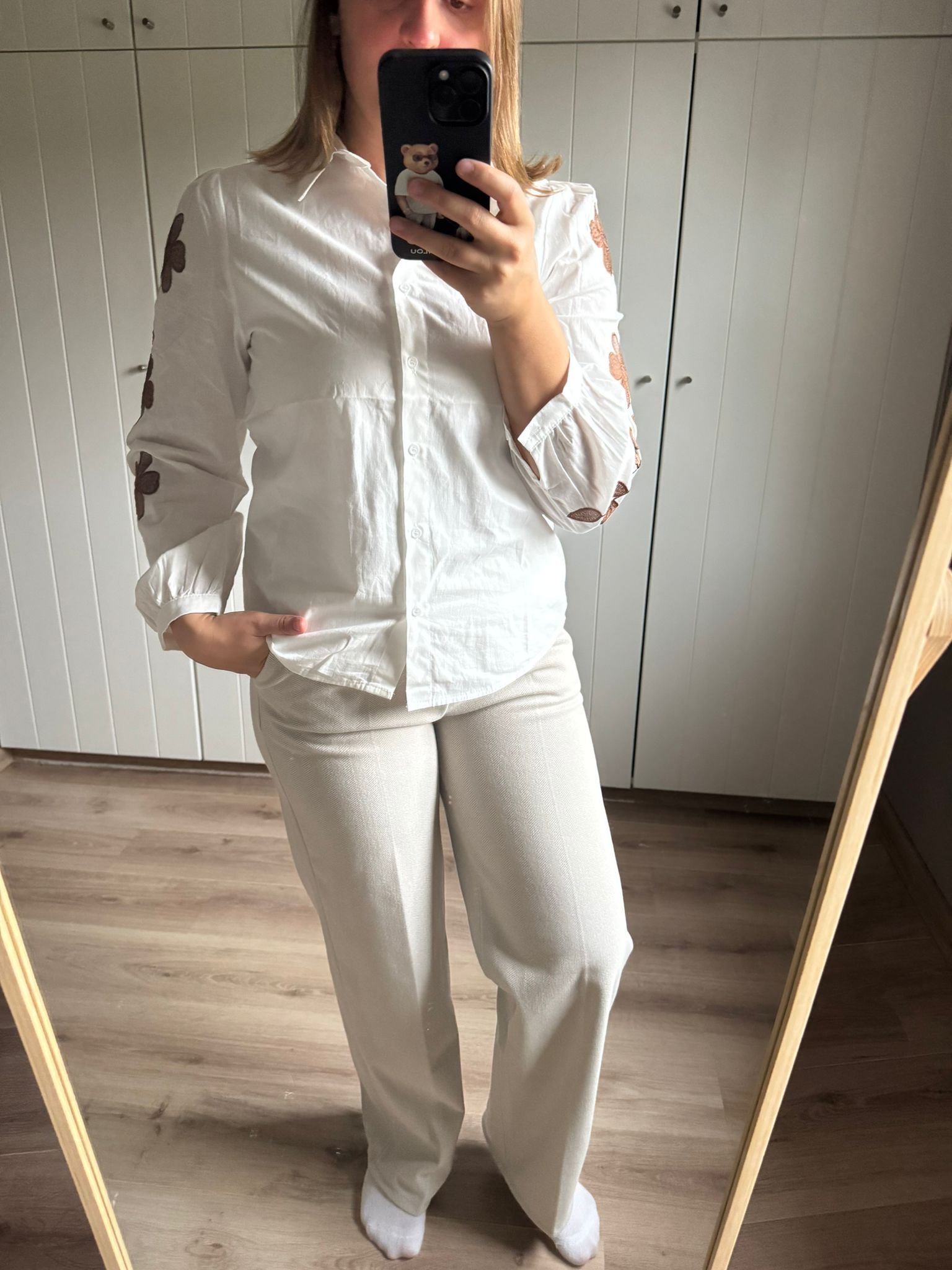 Gekleden broek beige (vissengraad)