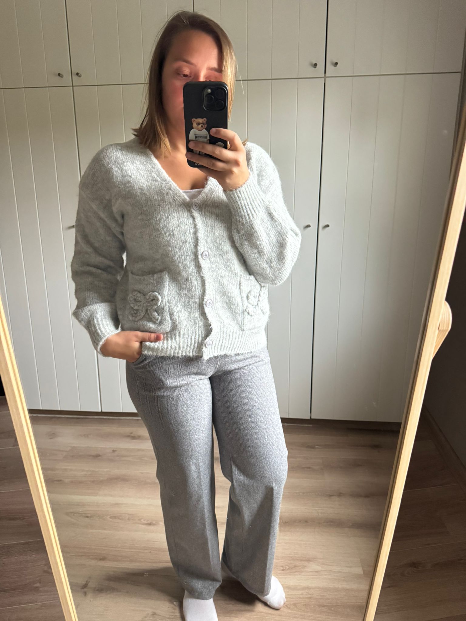 Gekleden broek grijs (vissengraad)