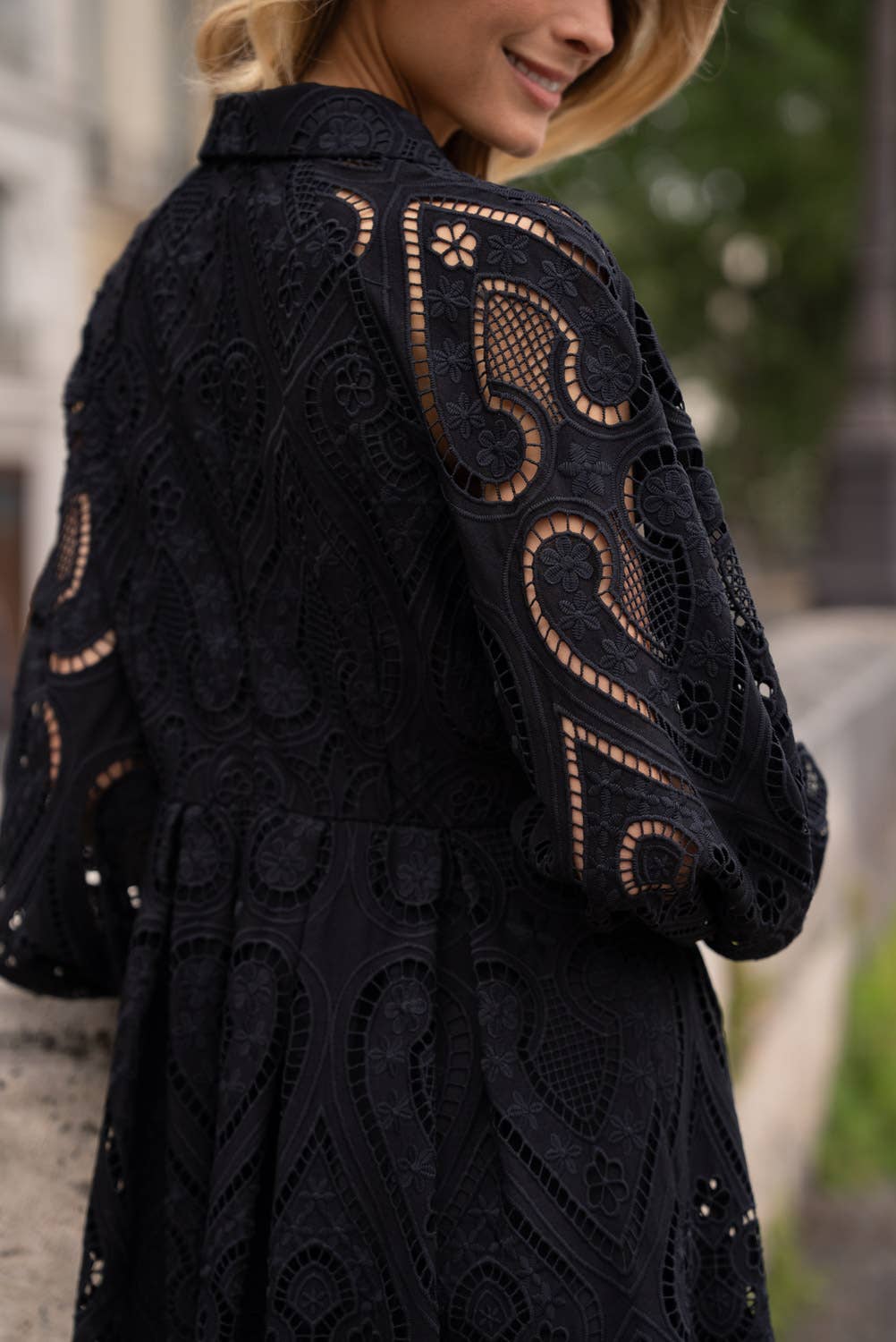 Geborduurde kanten jurk van katoen