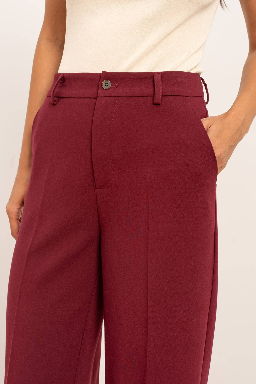 Hoge taille wijde lange pantalon