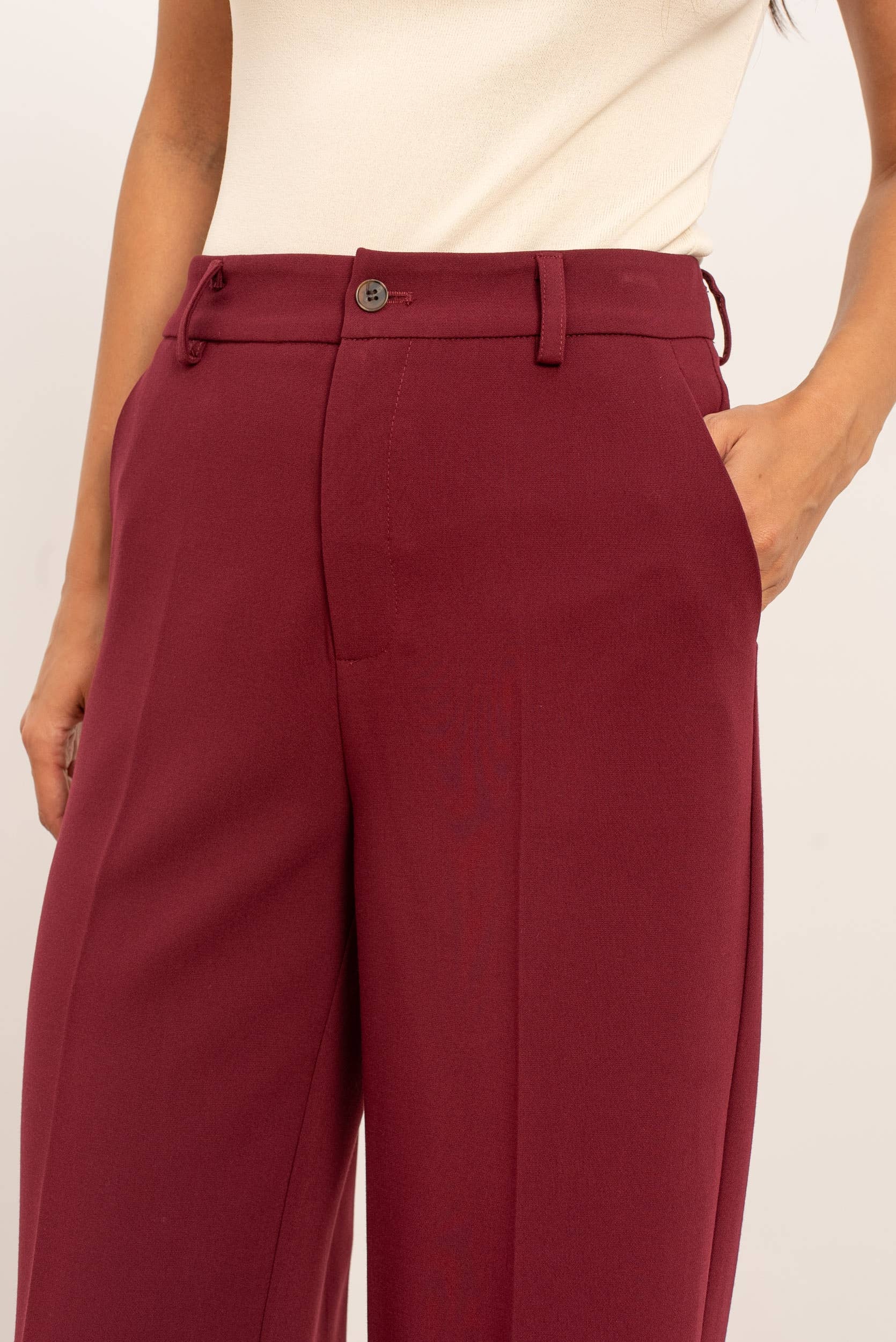 Hoge taille wijde lange pantalon