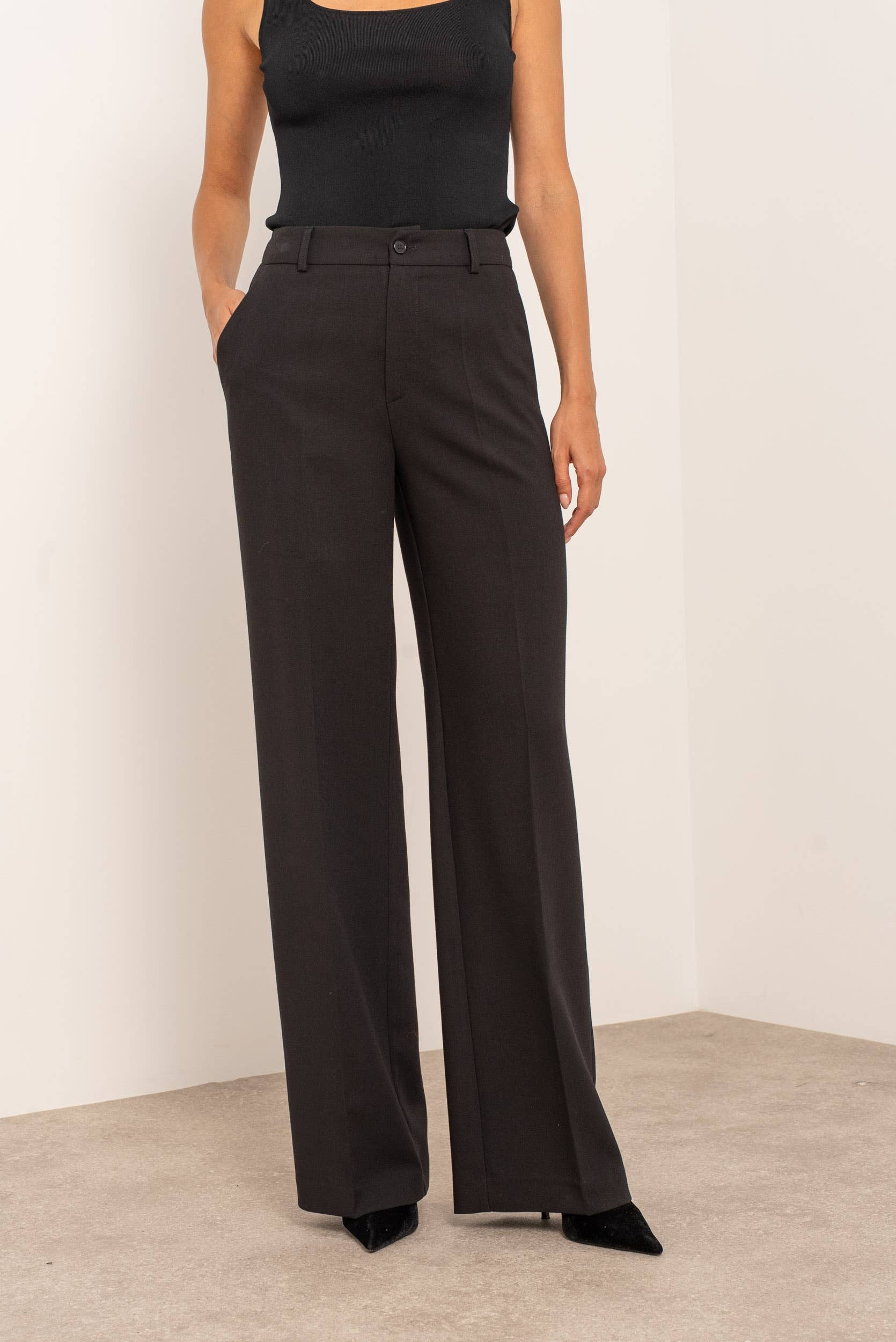Hoge taille wijde lange pantalon