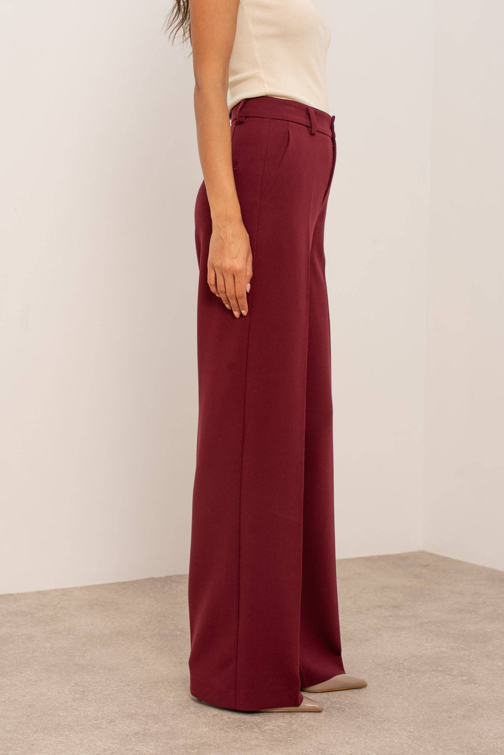 Hoge taille wijde lange pantalon