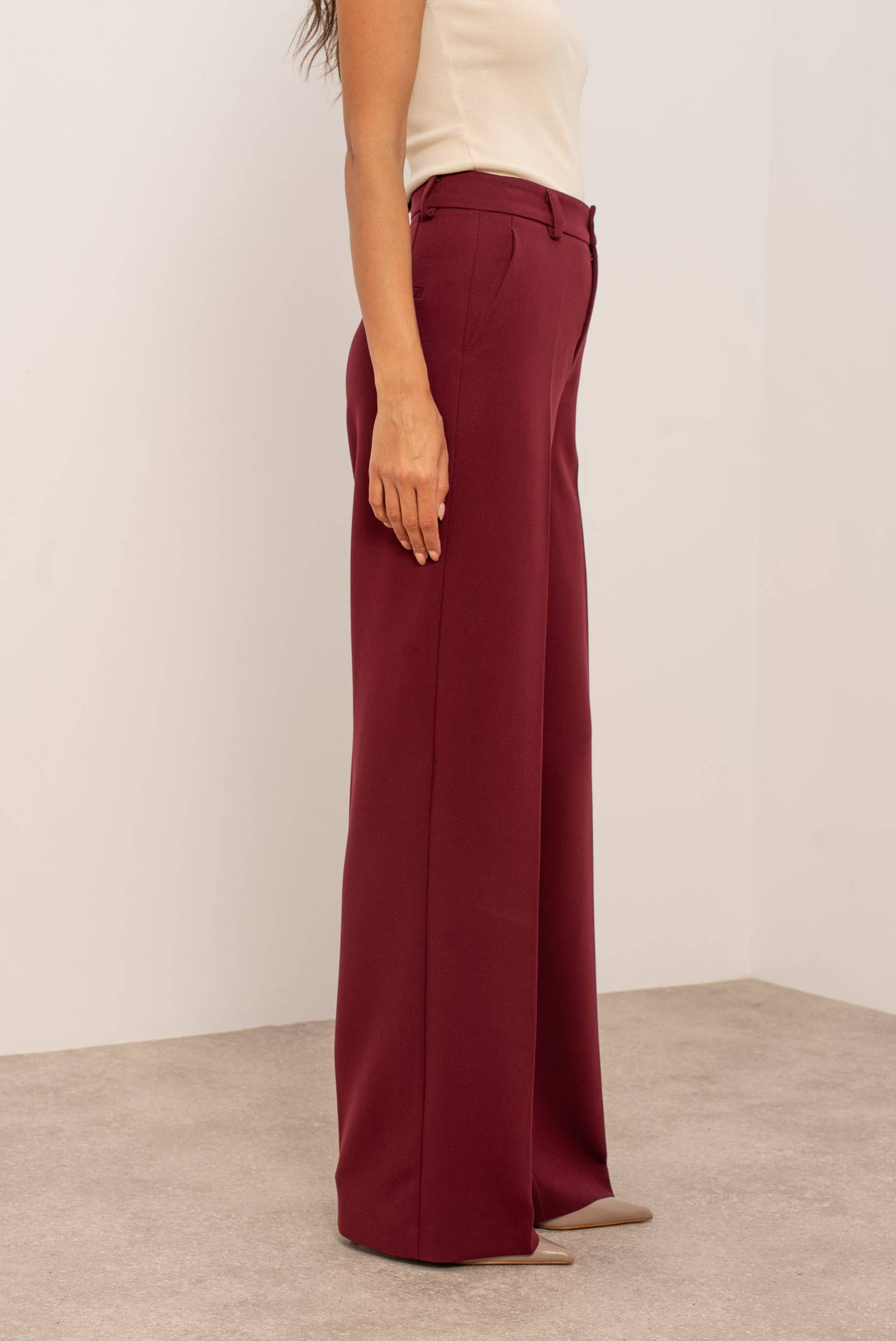 Hoge taille wijde lange pantalon