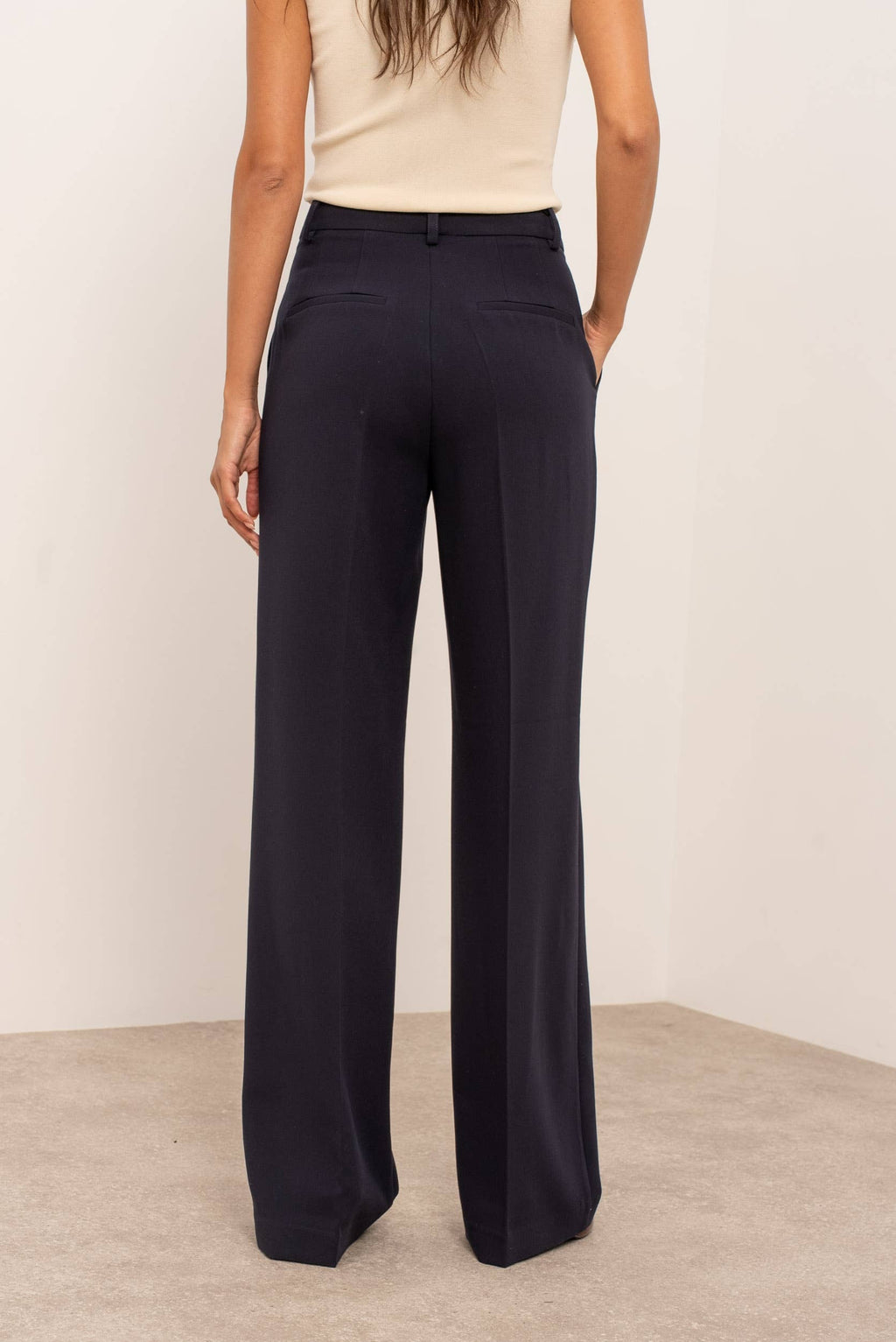 Hoge taille wijde lange pantalon